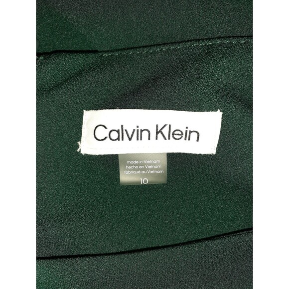 CALVIN KLEIN Size 10 Sheath Dress Green Sleeveless Stretch Knit Knee Length - Picture 5 of 5